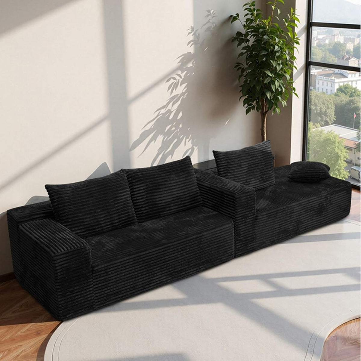 L-Shaped Sectional Sofa, Modular Cloud Couch, Deep Seat