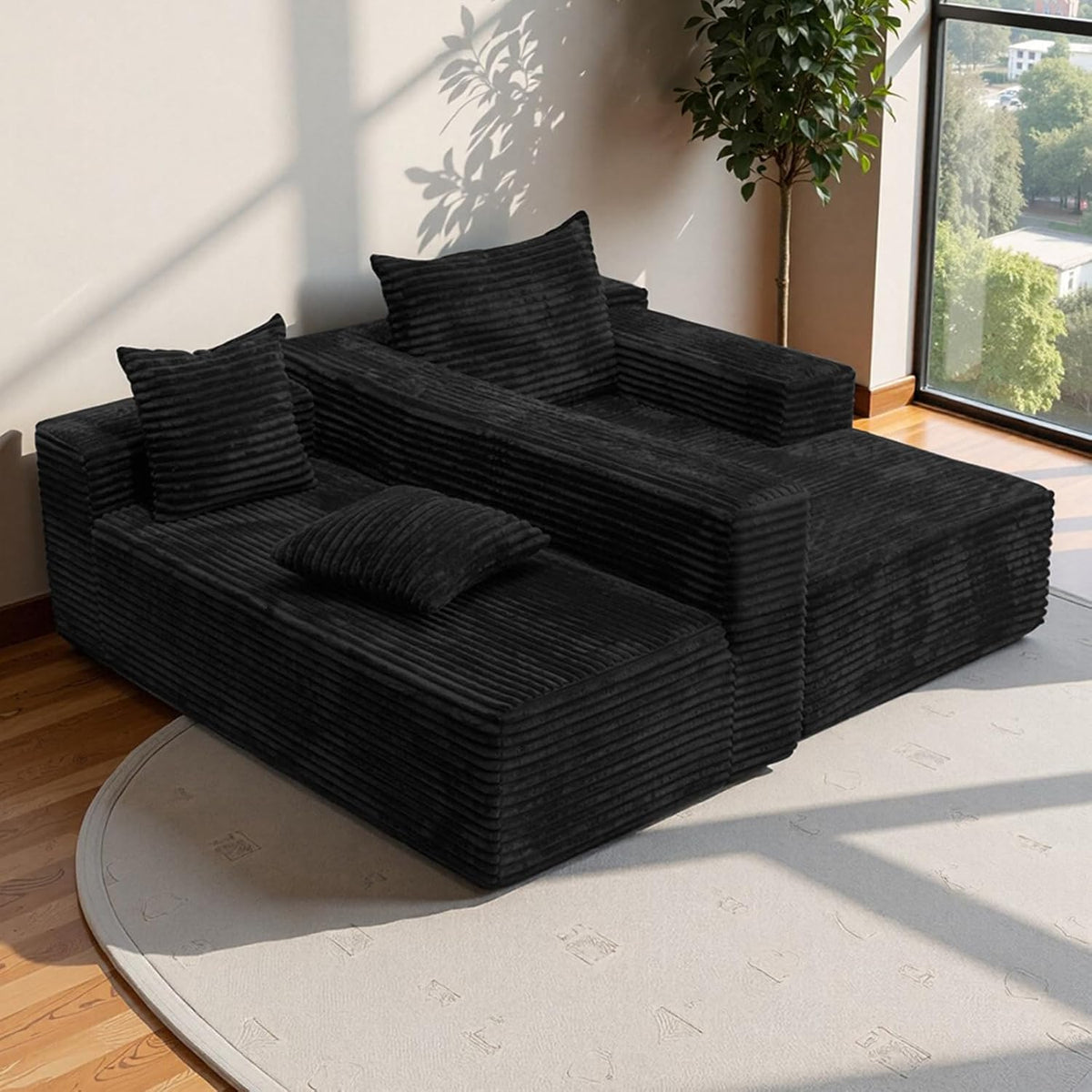L-Shaped Sectional Sofa, Modular Cloud Couch, Deep Seat