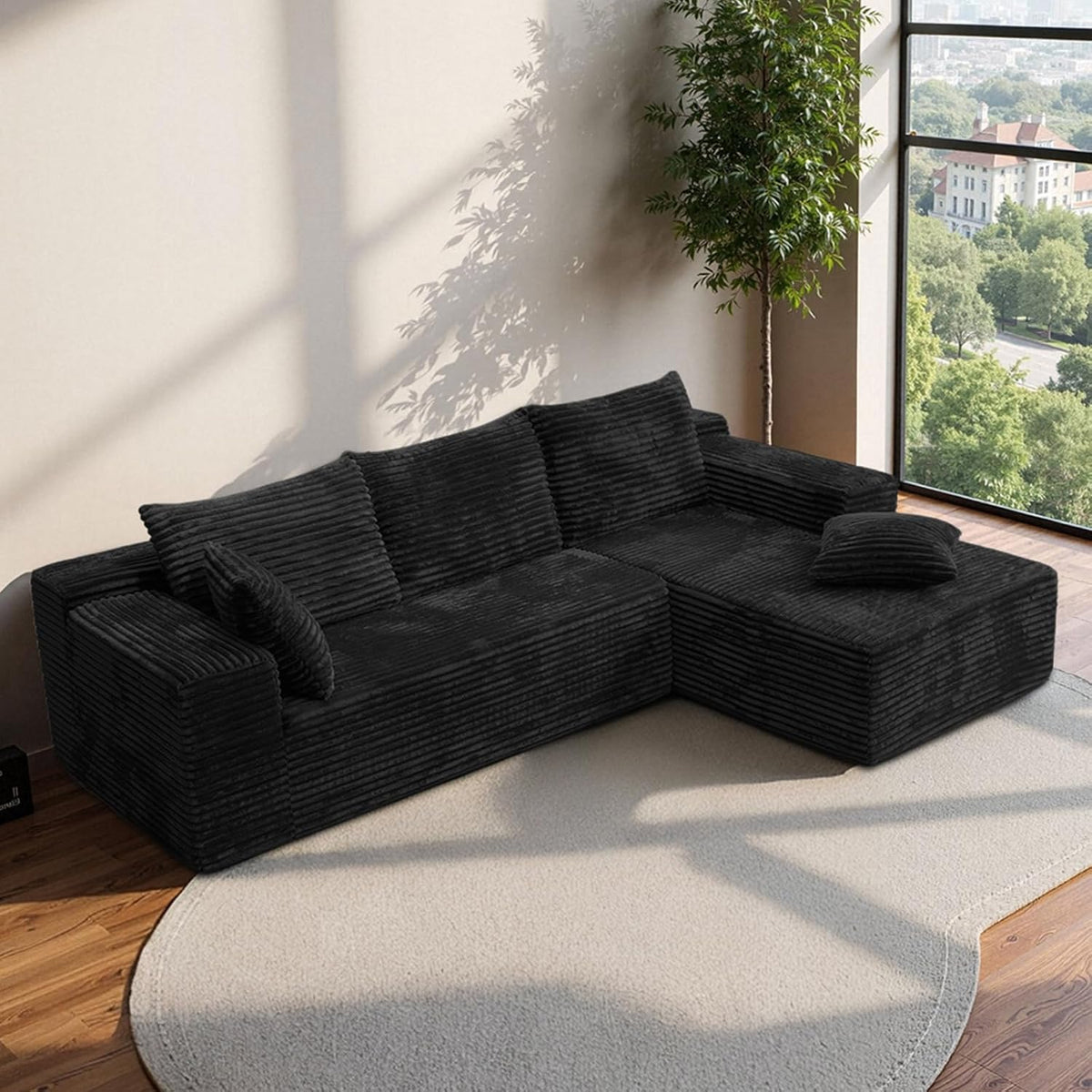 L-Shaped Sectional Sofa, Modular Cloud Couch, Deep Seat