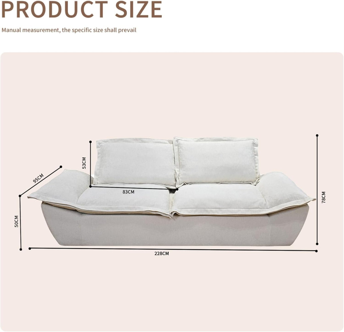 Modern Cloud Sofa, Removable Washable Cover, 2-Seater