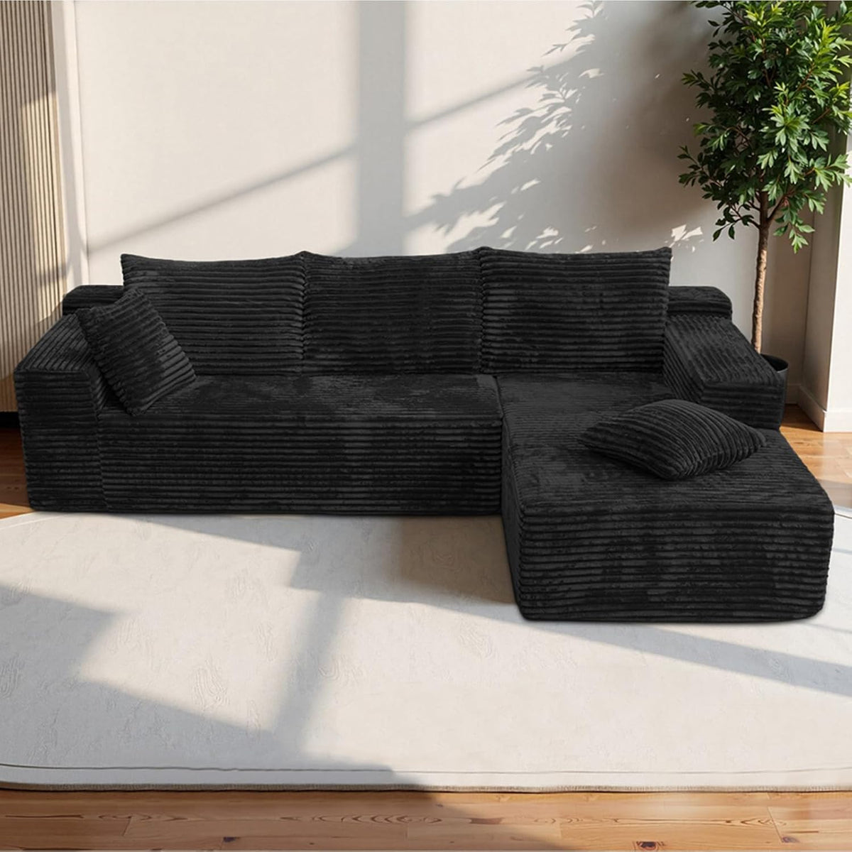 L-Shaped Sectional Sofa, Modular Cloud Couch, Deep Seat