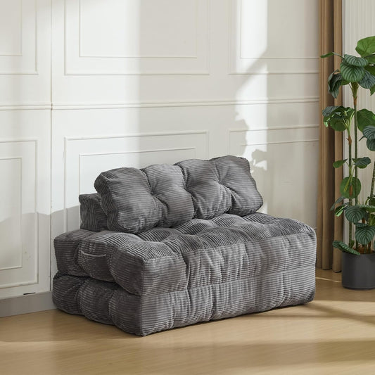 3-in-1 Convertible Floor Sofa Bed, Memory Foam Futon Lounger with Back