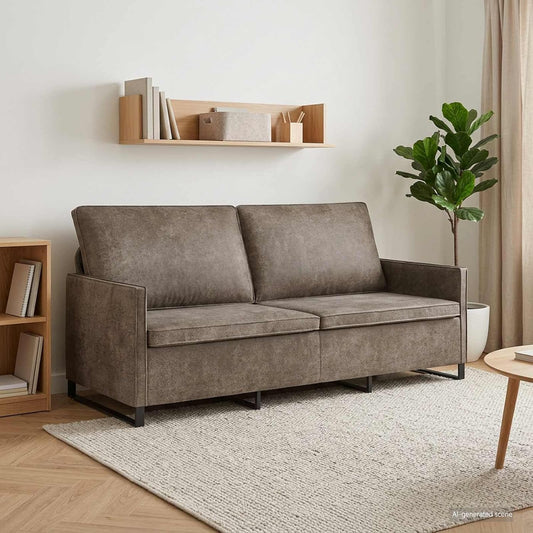 3-Seater Sofa Anthracite Grey 190 x 81 x 82 cm Faux Suede Modern Living Area Sofa with Metal Frame and Comfortable Padding for Cosy Relaxing and Guests in Modern Textile Look
