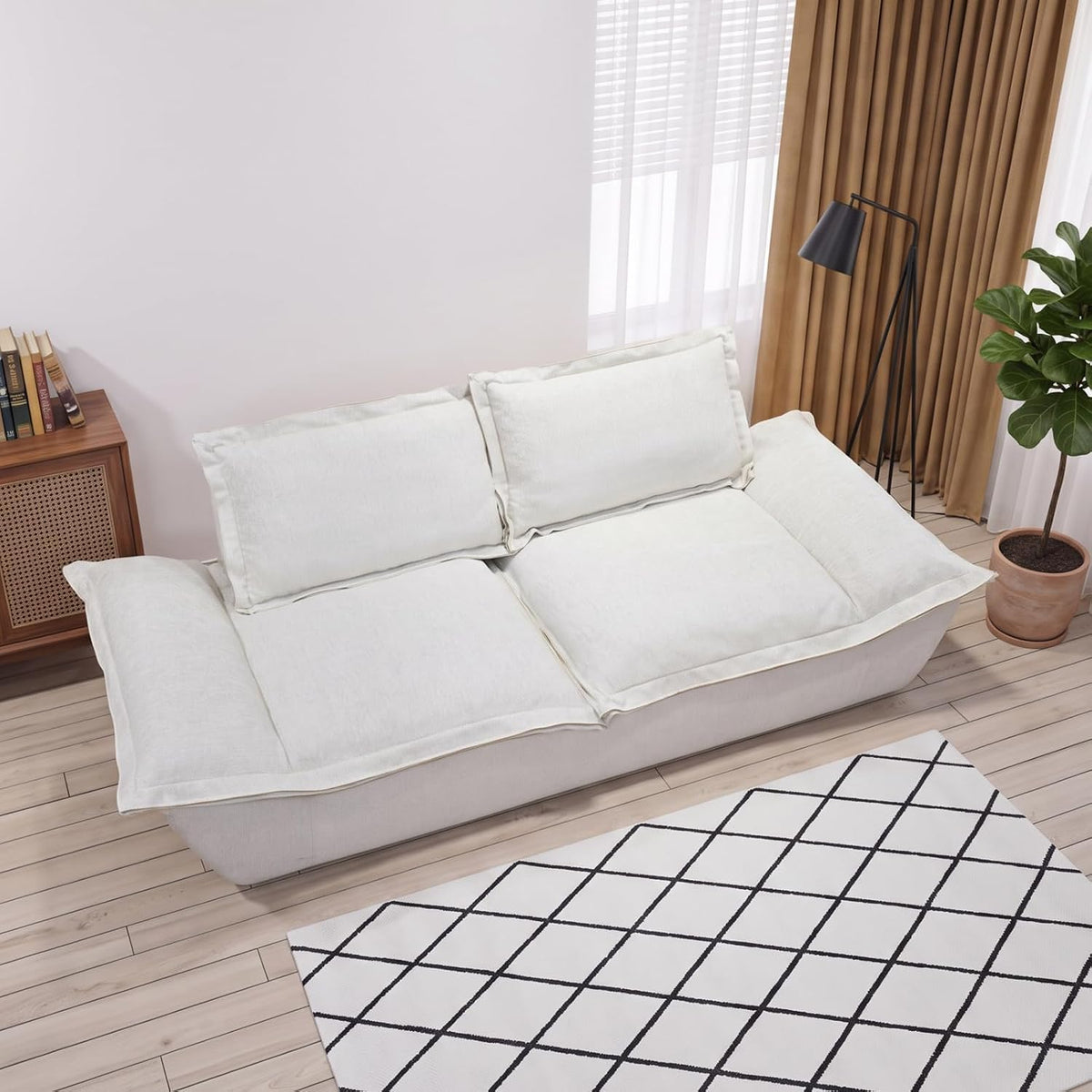 Modern Cloud Sofa, Removable Washable Cover, 2-Seater